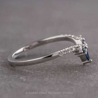 Sapphire and Extra Diamond Cassiopeia Wedding Ring, 14k White Gold