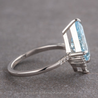 1.98 Carat Light Blue Kite Aquamarine and Diamond Engagement Ring, Avaline Setting, Platinum