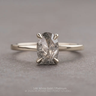 1.25 Carat Canadian Salt and Pepper Oval Diamond Engagement Ring, Tulip Basket Jane Setting