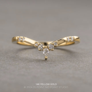 Flora Wedding Ring, 9 Diamond, Loaf Band