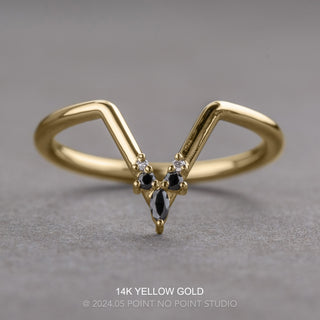 Freya Wedding Ring, 5 White and Black Diamond, Loaf Band