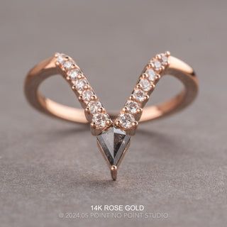 Kylie Wedding Ring, 15 Salt and Pepper and White Diamonds, Loaf Band
