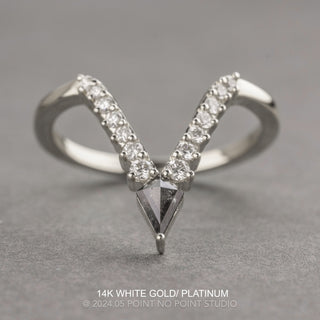 Kylie Wedding Ring, 15 Salt and Pepper and White Diamonds, Loaf Band