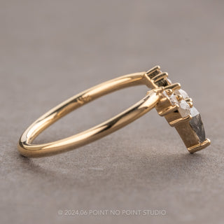 Salt and Pepper Kite Diamond Wedding Band, Cassiopeia Setting, 14K Yellow Gold