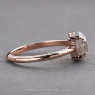 1.09 Carat Icy White Hexagon Diamond Engagement Ring, Jade Setting, 14K Rose Gold