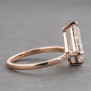 1.56 Carat Kite Moissanite and Diamond Engagement Ring, Jules Setting, 14K Rose Gold