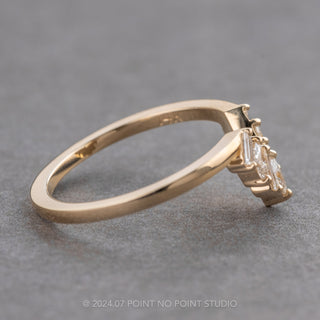 Marquise and Baguette White Diamond Squared Wedding Band, Thyme Setting, 14K Yellow Gold