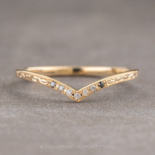 7 Ombre Diamond Vintage Vivian Wedding Band, 14k Yellow Gold