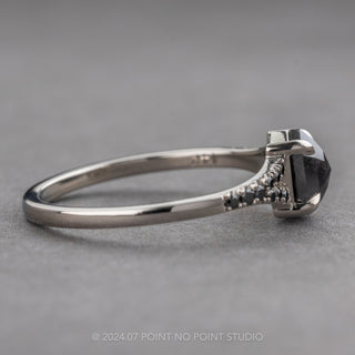 1.81 Carat Black Hexagon Diamond Engagement Ring, Black Diamond Evie Setting, Platinum