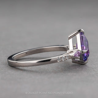 1.40 Carat Purple Kite Sapphire and Diamond Engagement Ring, Liza Setting, Platinum