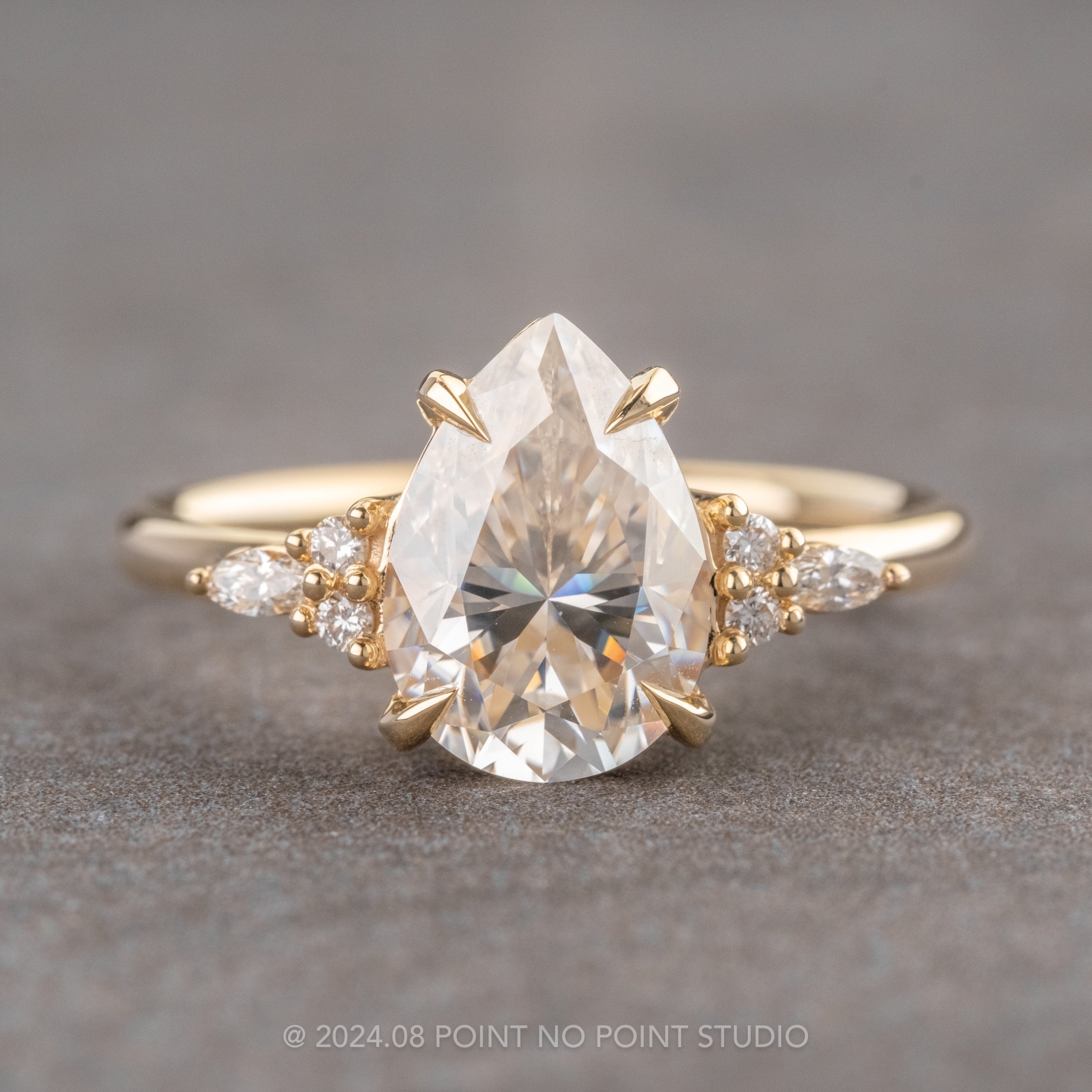 Moissanite and Diamond Engagement Ring, Point No Point Studio