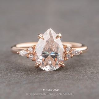 2.08 Carat Pear Moissanite and Diamond Engagement Ring, Quinn Setting