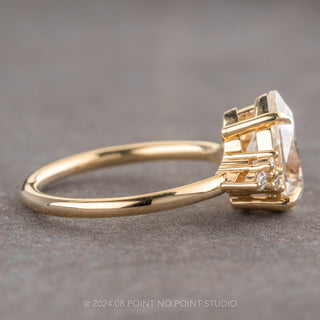 2.08 Carat Pear Moissanite and Diamond Engagement Ring, Quinn Setting, 14K Yellow Gold