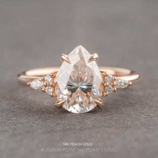 2.08 Carat Pear Moissanite and Diamond Engagement Ring, Quinn Setting