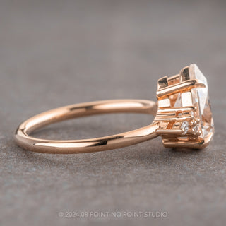 2.08 Carat Pear Moissanite and Diamond Engagement Ring, Quinn Setting, 14K Rose Gold