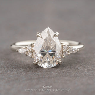 2.08 Carat Pear Moissanite and Diamond Engagement Ring, Quinn Setting