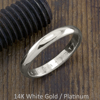 4mm Comfort Fit Mens Wedding Band, Half Round Polished