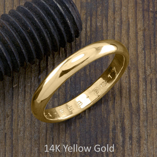 4mm Comfort Fit Mens Wedding Band, Half Round Polished