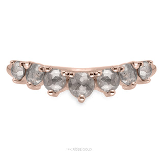 Evelyn Wedding Ring, 7 Rose Cut Salt and Pepper Diamond