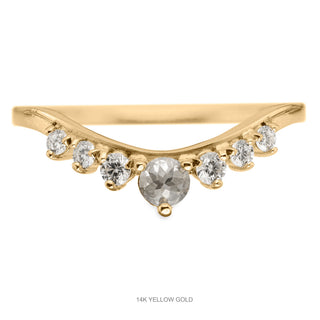 Maggie Wedding Ring, 7 Salt and Pepper & White Diamond, Rounded Contour