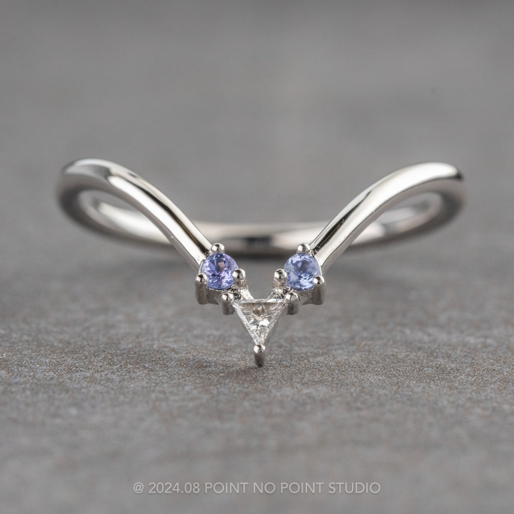 Charlotte Wedding Ring, Triangle Diamond & Tanzanite, Round Band ...