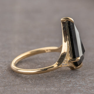 2.79 Carat Black Kite Diamond Engagement Ring, Aela Setting, 14K Yellow Gold