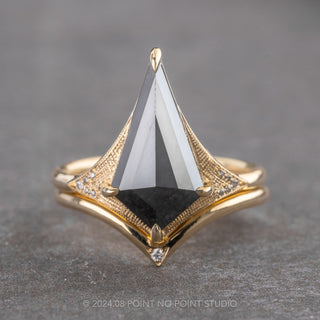 2.79 Carat Black Kite Diamond Engagement Ring, Aela Setting, 14K Yellow Gold