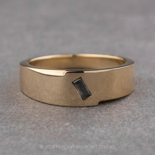 Salt and Pepper Baguette Diamond Mens Waved Signet Ring