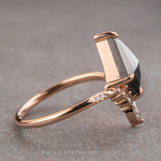 1.75 Carat Black Kite Diamond Engagement Ring, Ombre Flora Setting, 14k Rose Gold