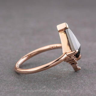 1.58 Carat Black Kite Diamond Engagement Ring, Ava Setting, 14K Rose Gold