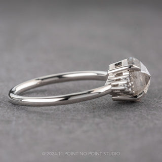 1.13 Carat Icy White Hexagon Diamond Engagement Ring, Quinn Setting, 14k White Gold