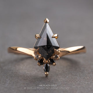 1.38 Carat Black Salt and Pepper Kite Diamond Engagement Ring, Ombre Freya Setting