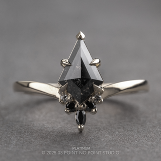 1.38 Carat Black Salt and Pepper Kite Diamond Engagement Ring, Ombre Freya Setting