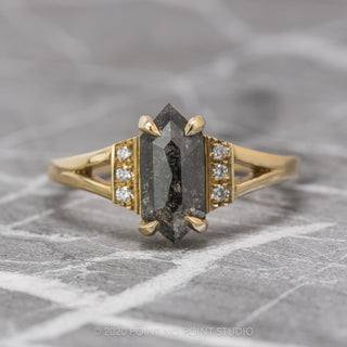 1.03 Carat Black Salt and Pepper Hexagon Diamond Engagement Ring, Koko Setting