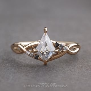 1.04 Carat Salt and Pepper Kite Diamond Engagement Ring, Ombre Wisteria Setting