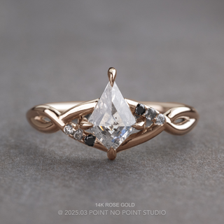 1.04 Carat Salt and Pepper Kite Diamond Engagement Ring, Ombre Wisteria Setting