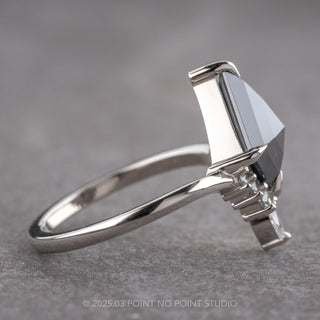 1.65 Carat Black Kite Diamond Engagement Ring, Cassiopeia Setting, Platinum
