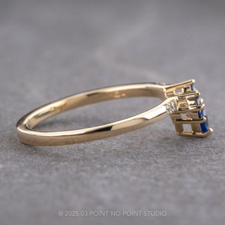 Pear Sapphire and Diamond Contour Band, Basket Emma Setting, 14k Yellow Gold