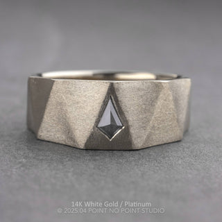 Tapered Triforce Kite Diamond Men's Wedding Band, Comfort Fit men's wedding band, Point No Point Studio. Eco-friendly, Recycled Metals, Conflict Free.