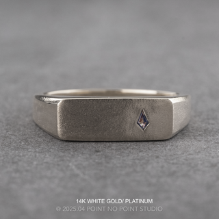 Blue Kite Sapphire Men's Signet Style Wedding Ring, Matte