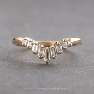 White Baguette and Princess Diamond Wedding Band, Large Wren Setting, 14K Yellow Gold