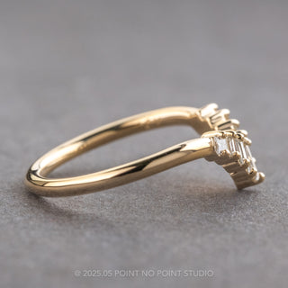 White Baguette and Princess Diamond Wedding Band, Large Wren Setting, 14K Yellow Gold