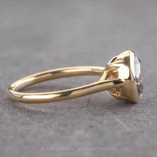 2.02 Carat Salt and Pepper Round Diamond Engagement Ring, Bezel Lenora Setting, 14k Yellow Gold