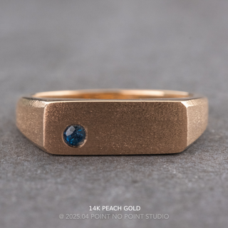 Blue Sapphire Men's Signet Style Wedding Ring, Matte