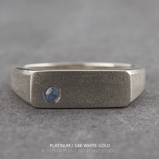 Blue Sapphire Men's Signet Style Wedding Ring, Matte