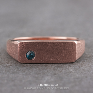 Blue Sapphire Men's Signet Style Wedding Ring, Matte