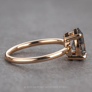 1.24 Carat Salt and Pepper Pear Diamond Engagement Ring, Basket Jane Setting, 14k Peach Gold