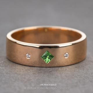 Tsavorite Garnet and Diamond Men's Wedding Ring, Comfort Fit