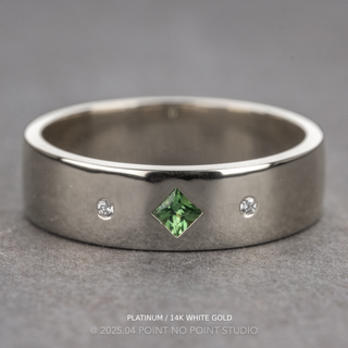 Tsavorite Garnet and Diamond Men's Wedding Ring, Comfort Fit