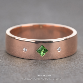 Tsavorite Garnet and Diamond Men's Wedding Ring, Comfort Fit